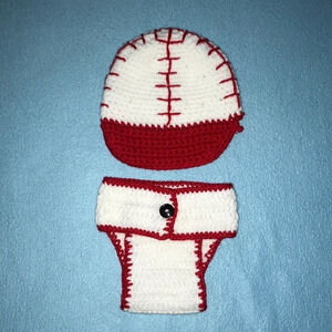 CROCHETED baseball hat and matching bottoms